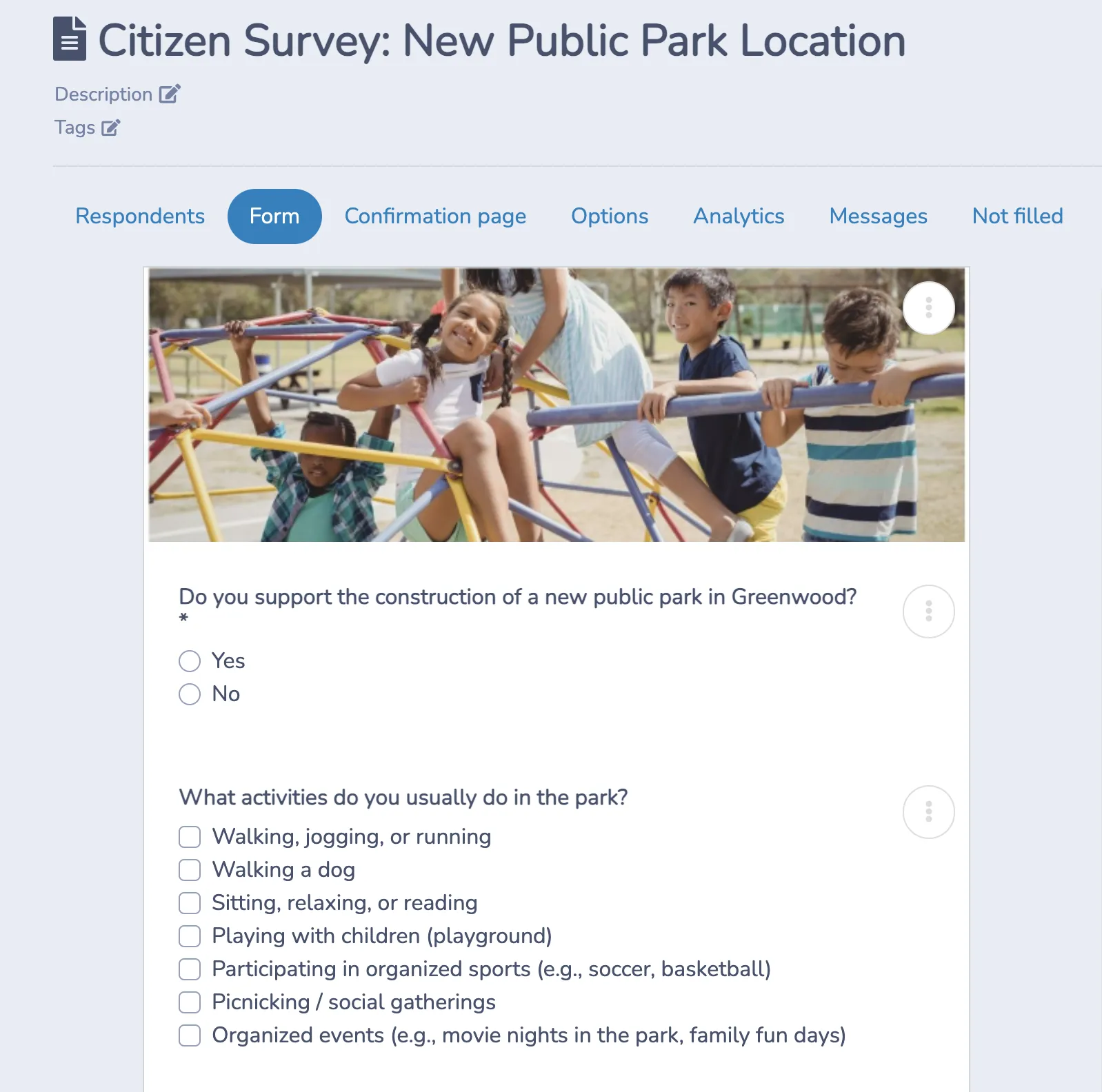 Texting for municipalities: survey example