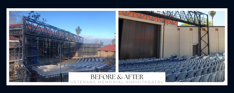 before and after image of the veterans memorial amphitheatre