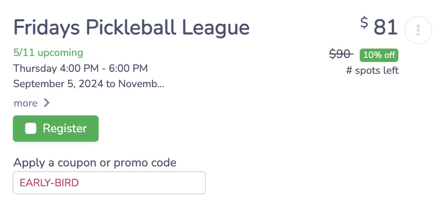 Offer early bird discount