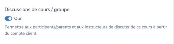Activer les discussions de cours ou de groupe dans les options avancées