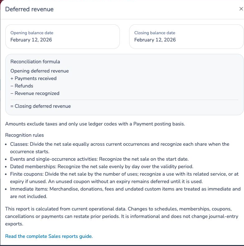 Understand deferred revenue dates and recognition rules