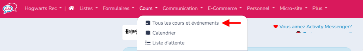 Création d'un cours ou d'un événement — illustration