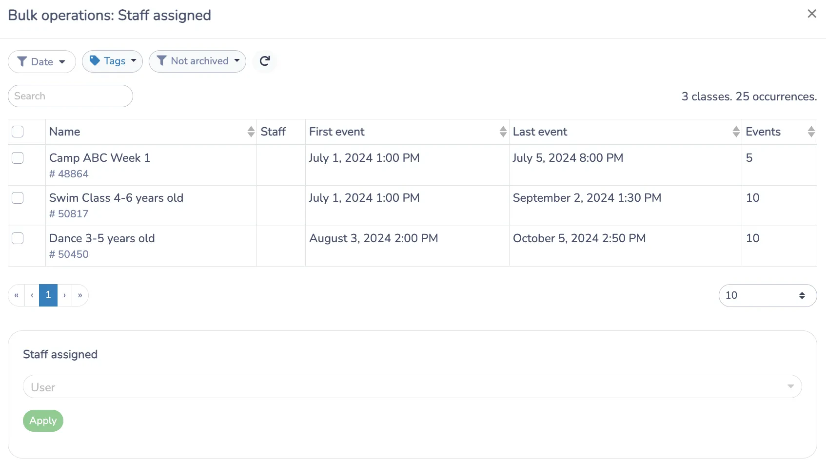 Bulk Assign staff to attendance lists using Activity Messenger