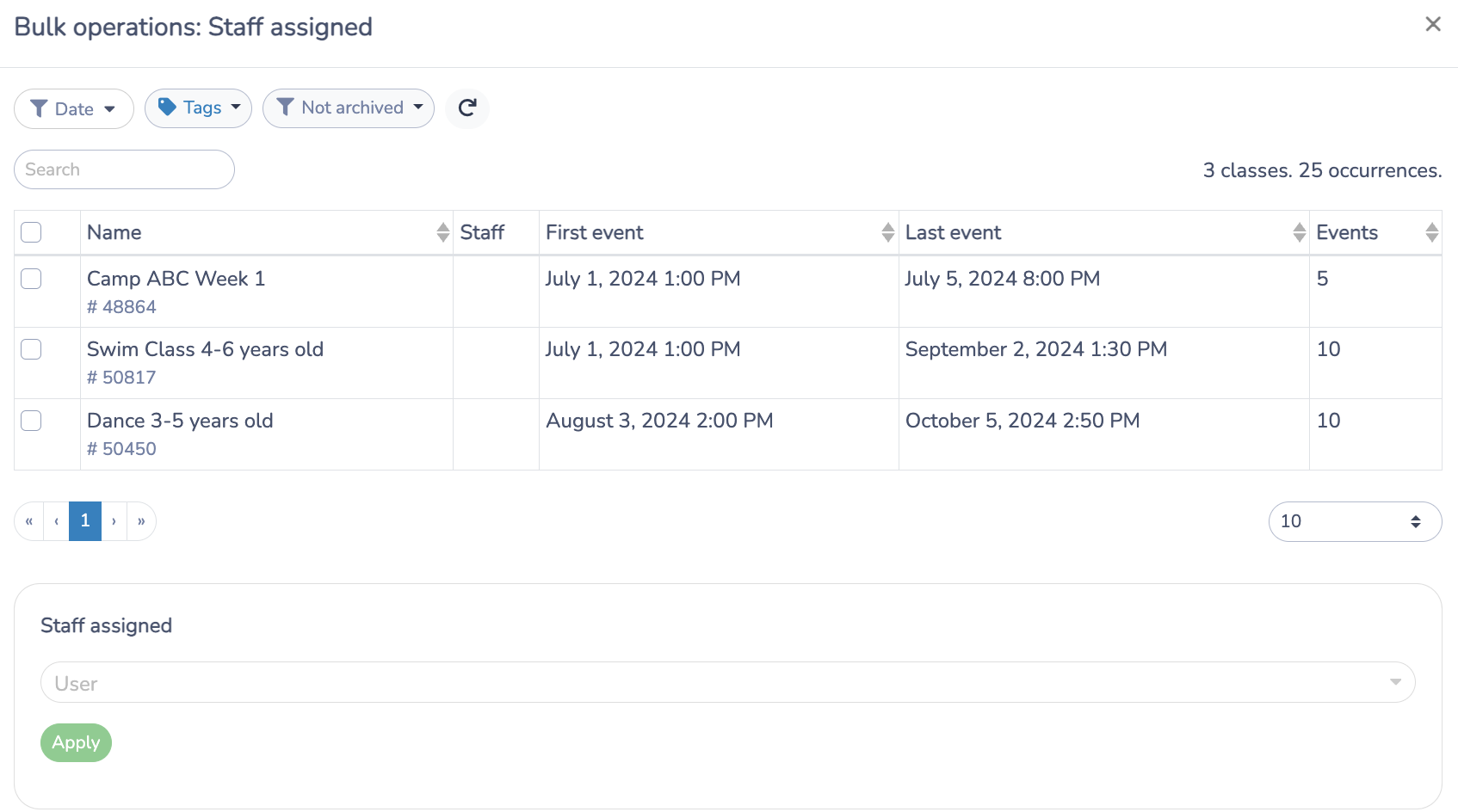 Bulk Assign staff to attendance lists using Activity Messenger