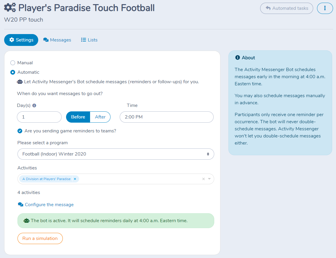 Automating Amilia activity reminders and follow-ups — illustration