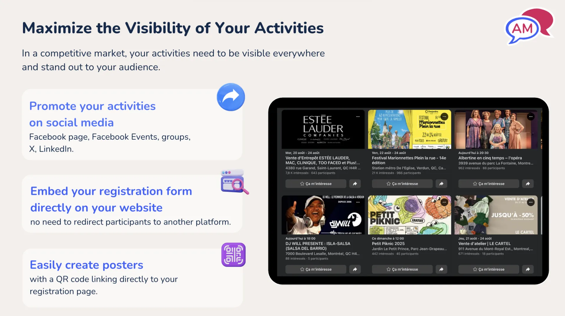 Maximize visibility of your activities