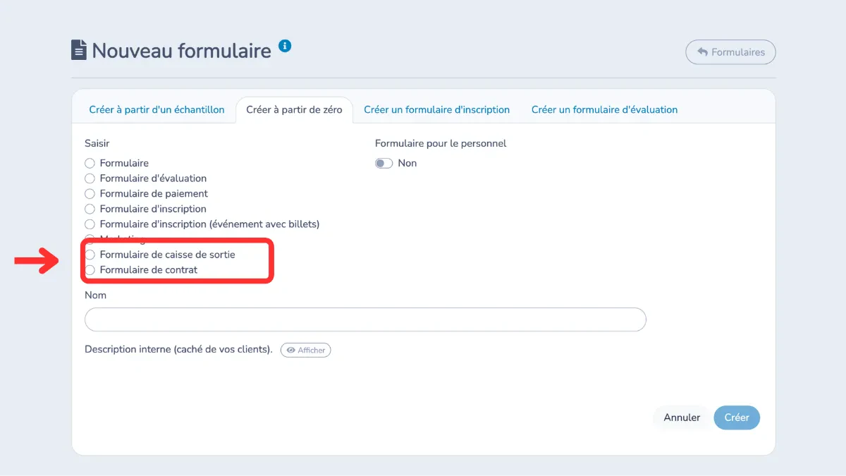 Formulaires-de-sortie-de-caisse-Activity-Messenger
