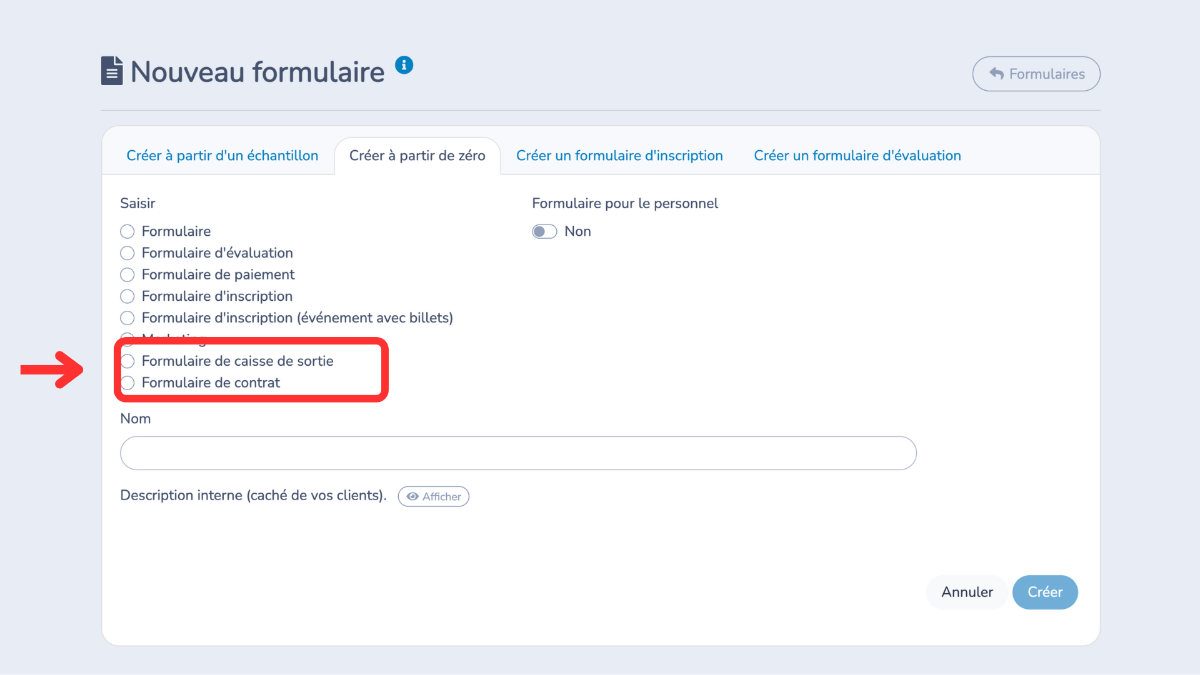 Formulaires-de-sortie-de-caisse-Activity-Messenger
