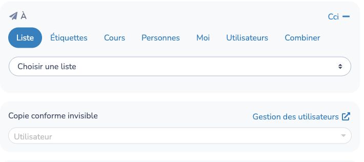 Choix des destinataires et commande Cci distincte dans l’éditeur de message