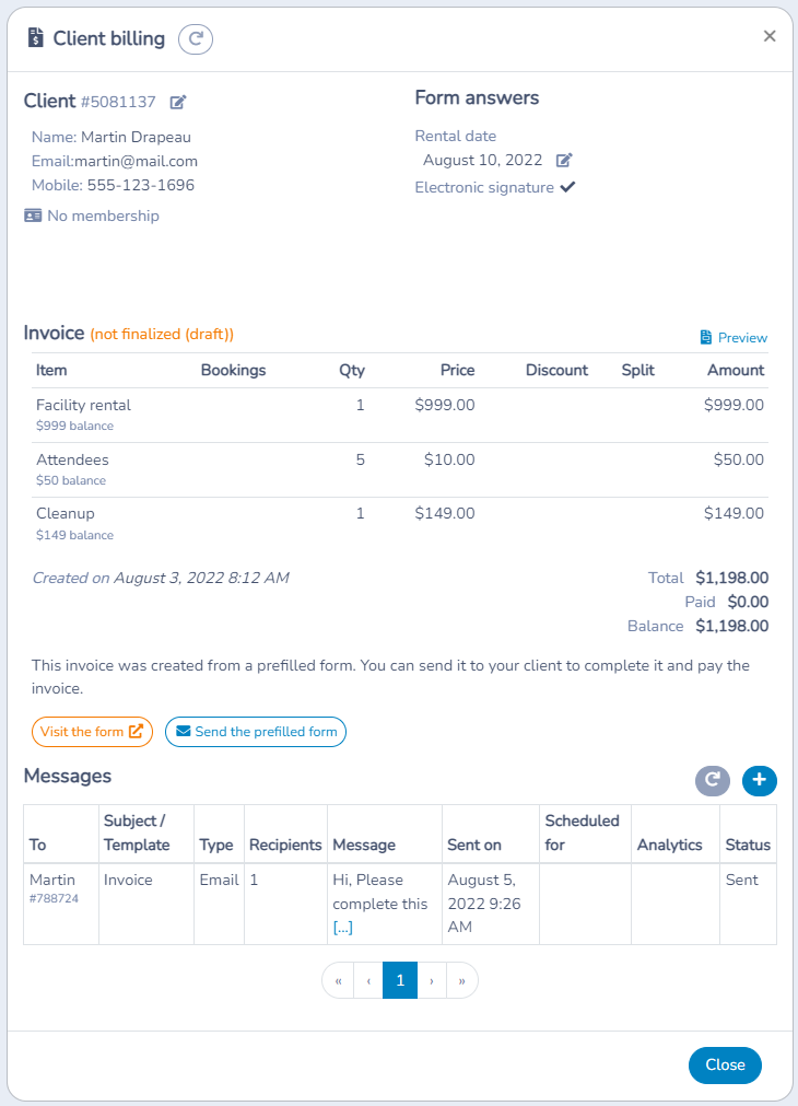 Pre-filling a payment form for a client — illustration