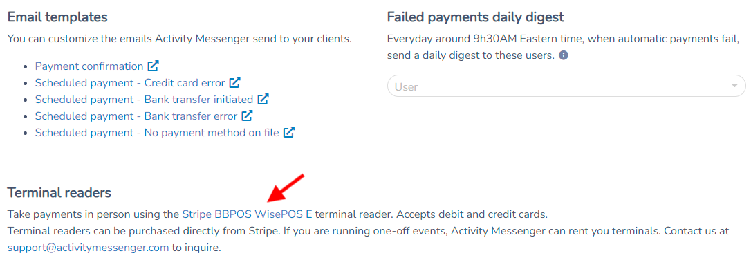 Configuring your Stripe Readers — screenshot