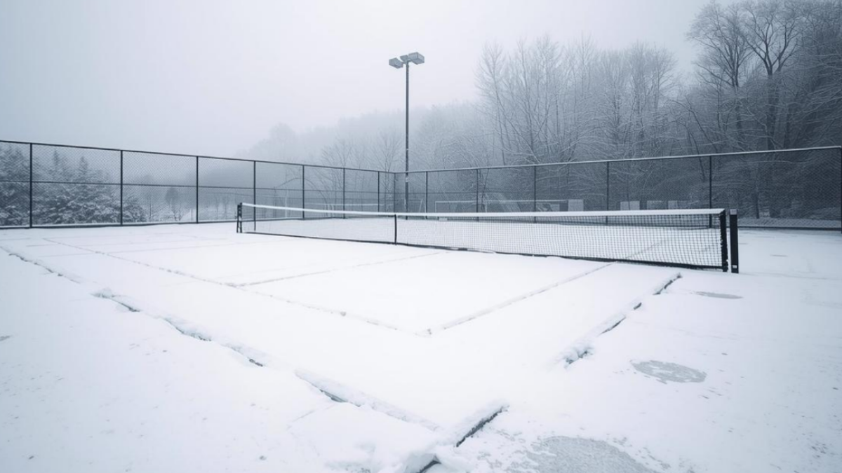 Terrain de tennis enneigé