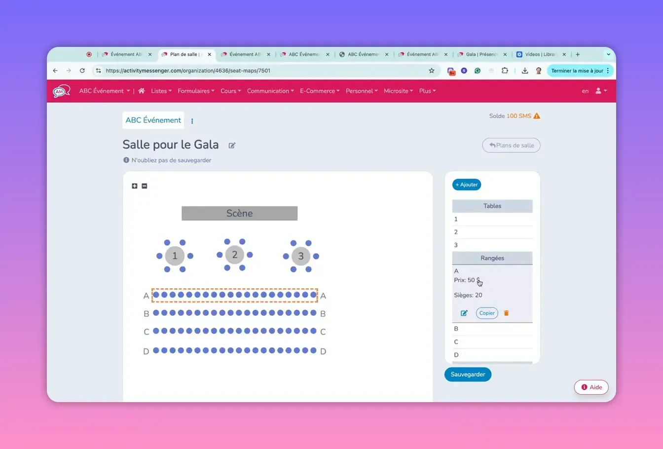 Création du plan de salle