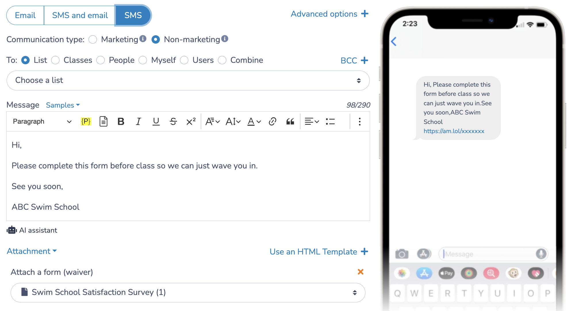 Sharing Survey with parents