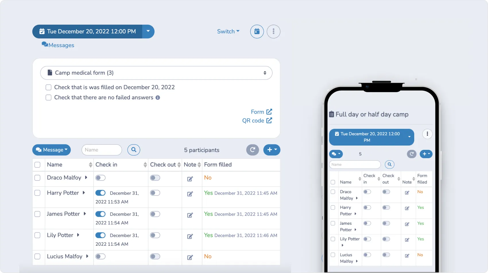 Attendance tracking and reporting
