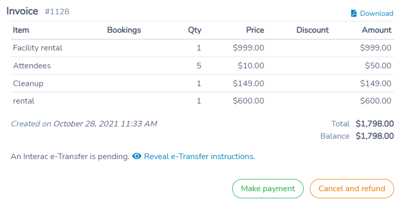 Manually accept an e-Transfer — screenshot