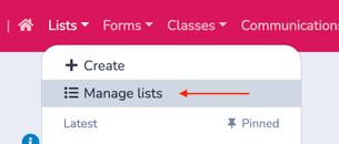 Create and manage recipient lists — interface