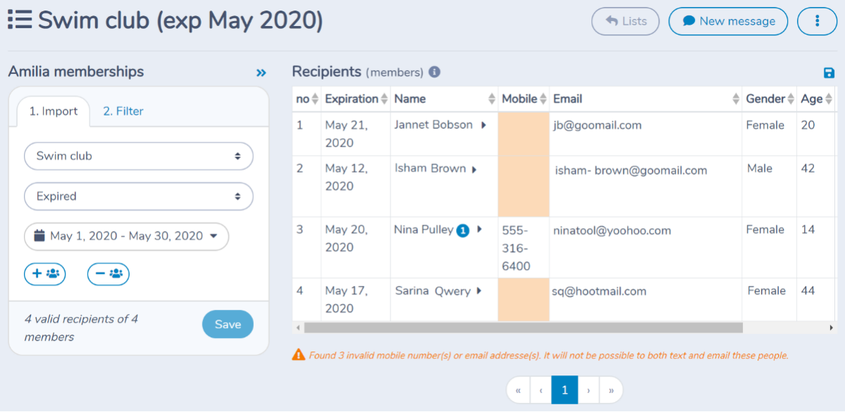 Building a list of participants, members or multipass holders from Amilia — illustration