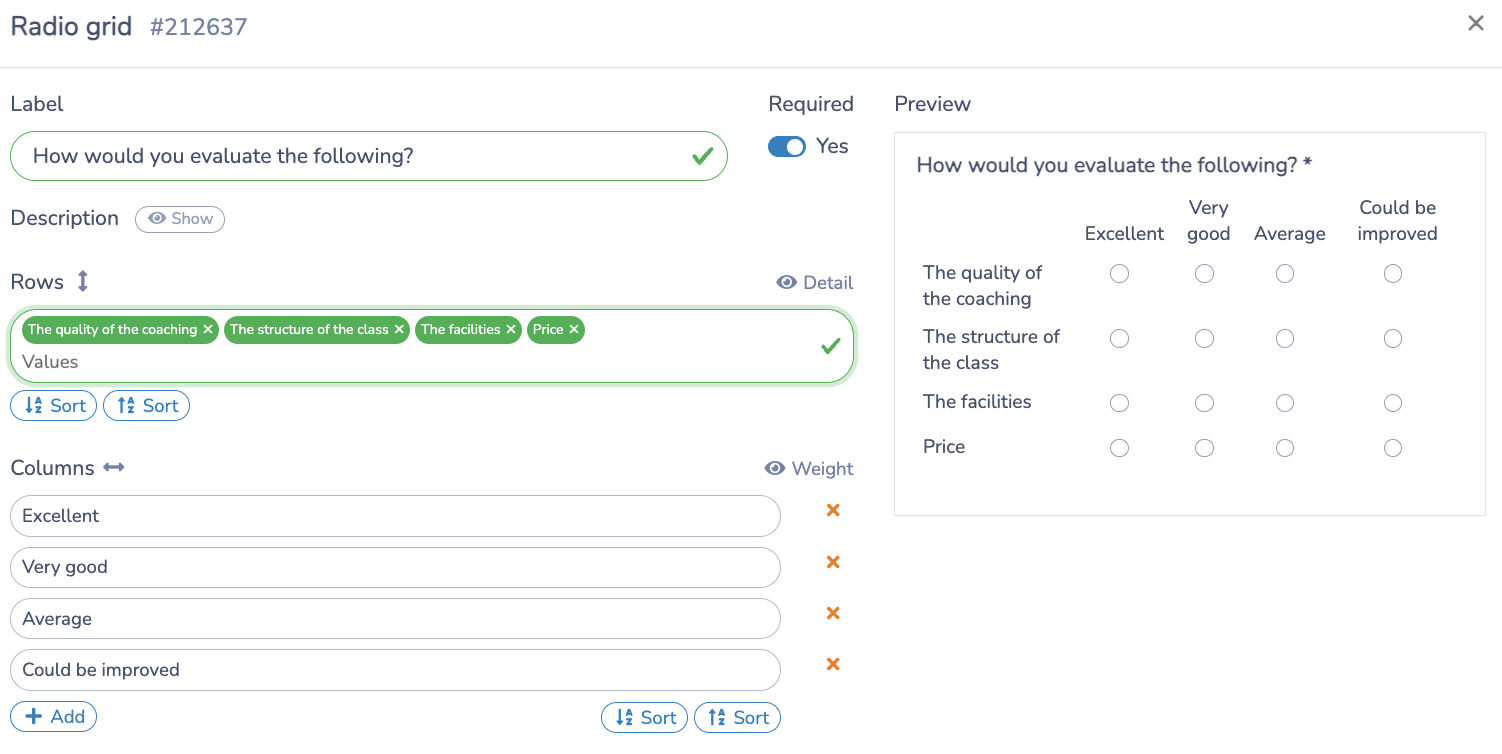 Add questions to your tennis club survey