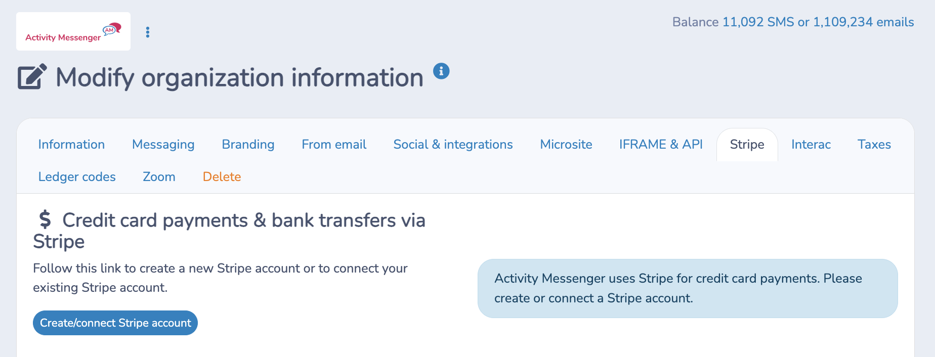 Connecting Stripe and Activity Messenger
