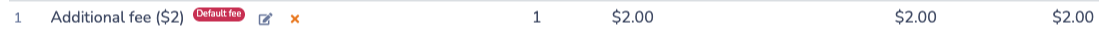 Default fee badge on an invoice item