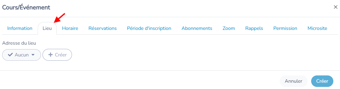 Création d'un cours ou d'un événement — illustration