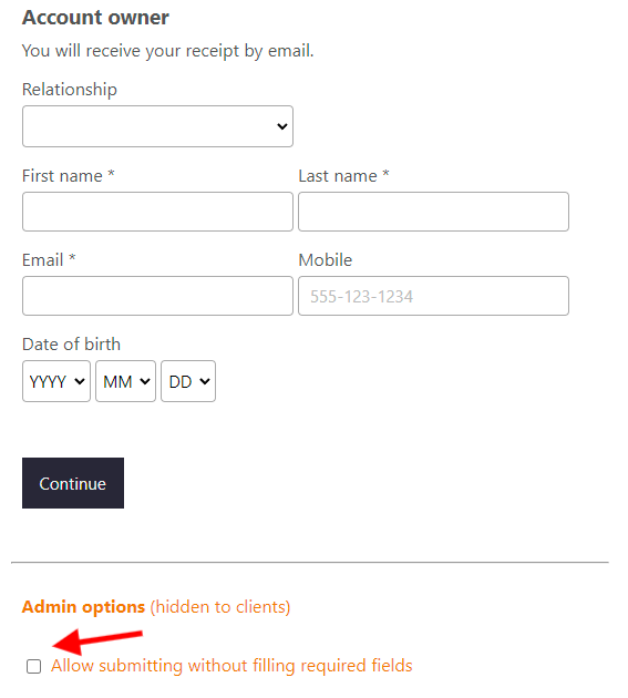 Pre-filling a payment form for a client — illustration