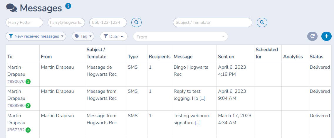 Activity Messenger Help | Tracking sent messages | Activity Messenger