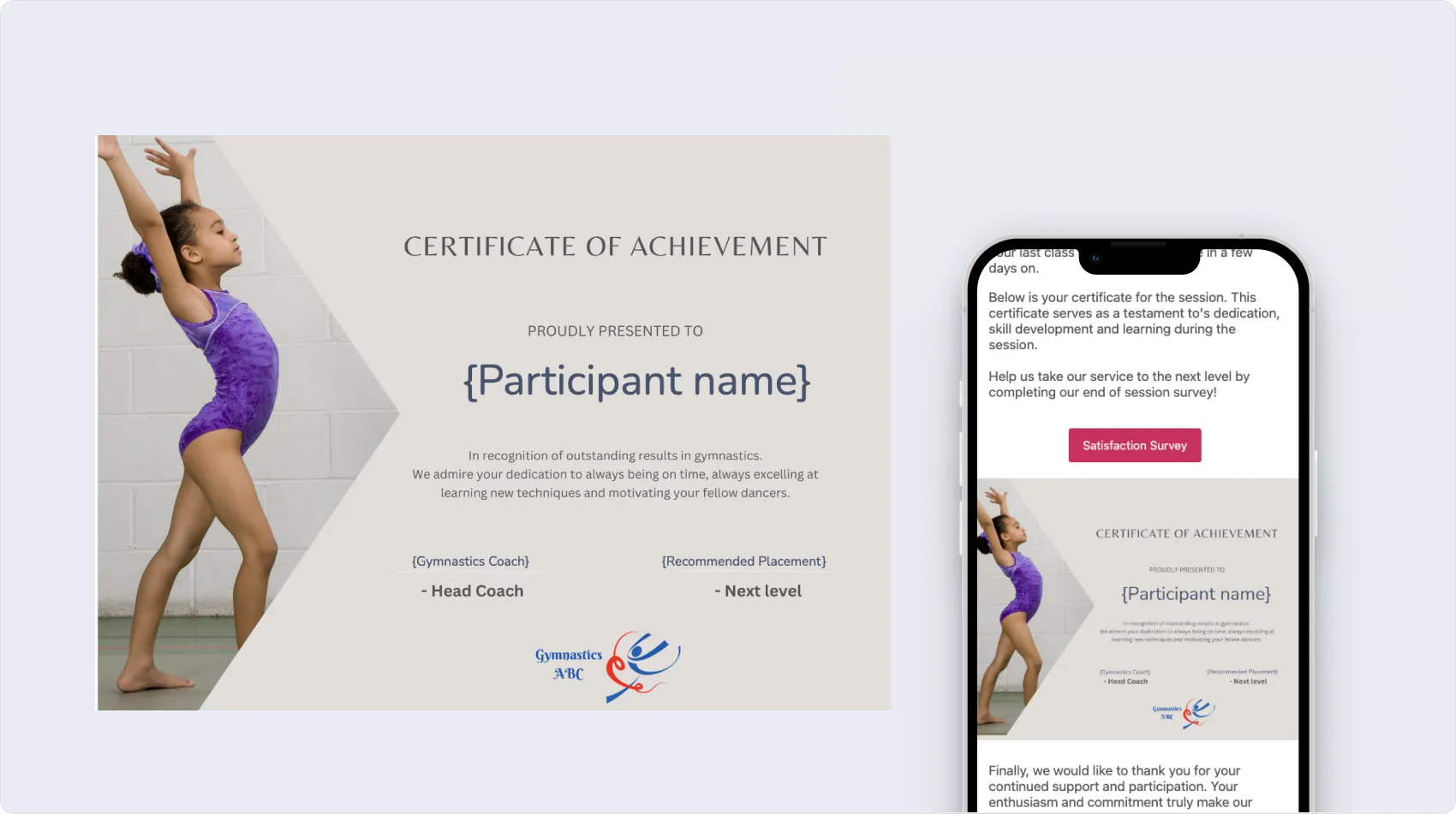 How to create and send bulk certificates for Gymnastics