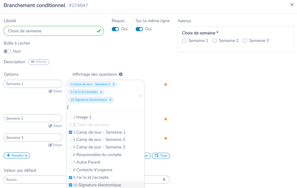 Utilisation du branchement conditionnel — illustration