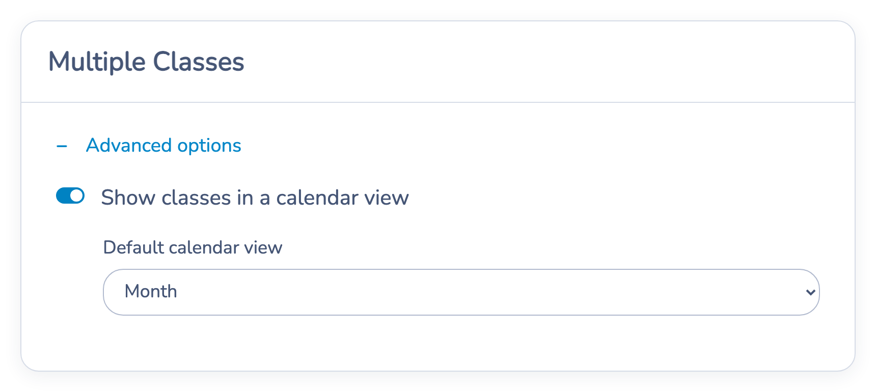 Enable the global calendar in the Multiple Classes block